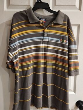 Vintage Coogi Down Under Blue Short Sleeve Polo  Shirt Men's Size 3XL Striped